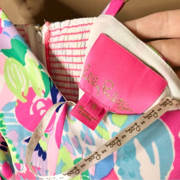 Lilly‎ Pulitzer Scarlet Stretch Dress Raise the Bar Pink Blue Size 0 - Picture 6 of 9